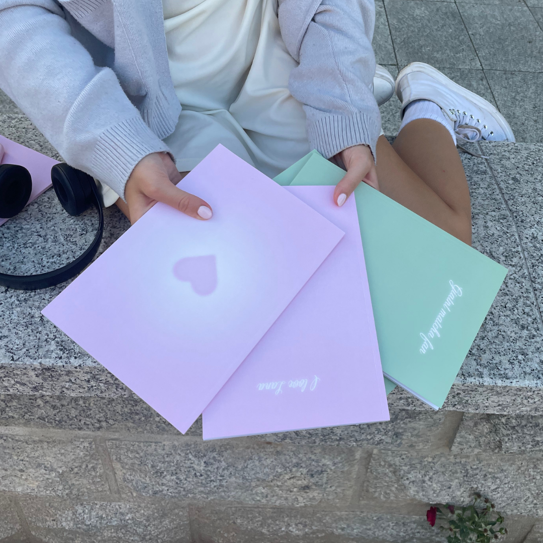 Pink matcha notebook set